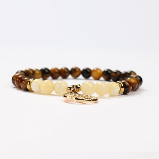 Fornitore di gioielli minerali, bracciali minerali di occhio di tigre e calcite del miele