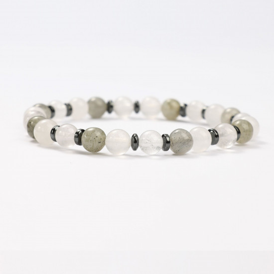 Proveedor de joyas minerales, pulseras minerales de labradorita, jade blanco y cristal blanco
