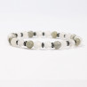 G151-84 Bracelets minéraux Labradorite, Jade blanc et Cristal blanc