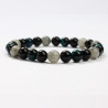 G151-86 Bracelets minéraux Œil de Tigre Bleu, Obsidienne et Labradorite