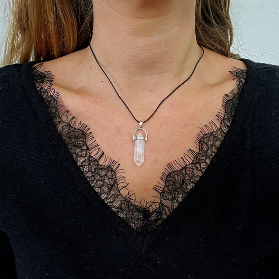 Lieferant für Mineralschmuck, Obelisk-Halskette Rosenquarz