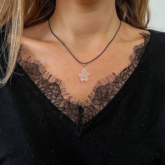 Proveedor joyas minerales, collar niña cuarzo rosa