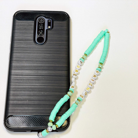 Venta al por mayor de accesorios para smartphone, joyas para teléfono "forever friends" verde agua