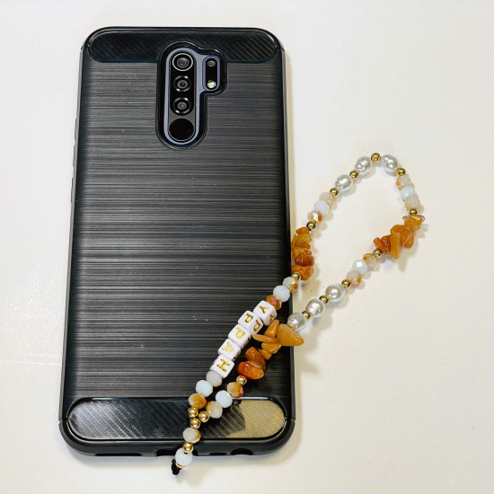 Grossiste accessoires smartphone, bijoux de téléphone "happy" orange