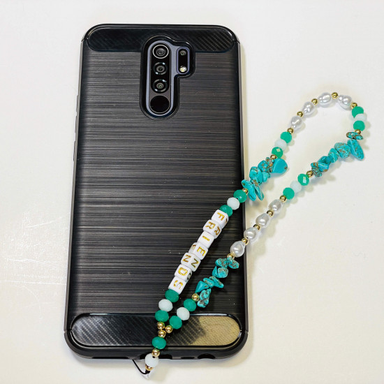 Grossiste accessoires smartphone, bijoux de téléphone "Friends" turquoise