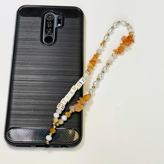 Venta al por mayor de accesorios para teléfonos inteligentes, joyas para teléfonos "Forever" de color naranja