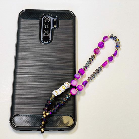 Mayorista de accesorios para smartphones, joyas "Love" moradas para móviles