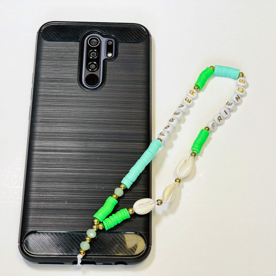 Mayorista de accesorios para smartphone, joyas para teléfono "Forever friends" cowries verdes