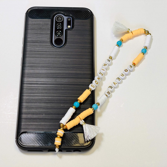 Großhändler Smartphone-Zubehör, Telefonschmuck "Forever friends" Pompon orange