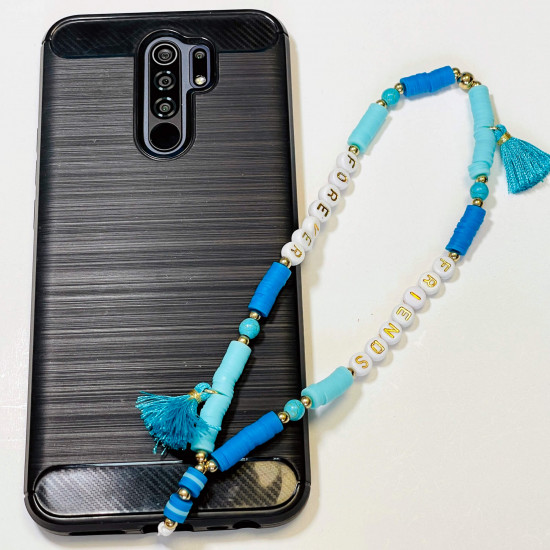 Großhändler Smartphone-Zubehör, Telefonschmuck "Forever friends" Pompon dunkelblau