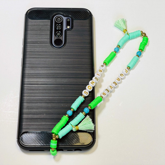 Grossista di accessori per smartphone, gioielli per telefoni "Forever friends" pompon verde