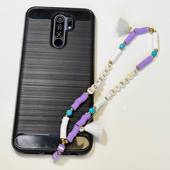 Mayorista de accesorios para smartphone, joyas para teléfono "Forever friends" pompón lila