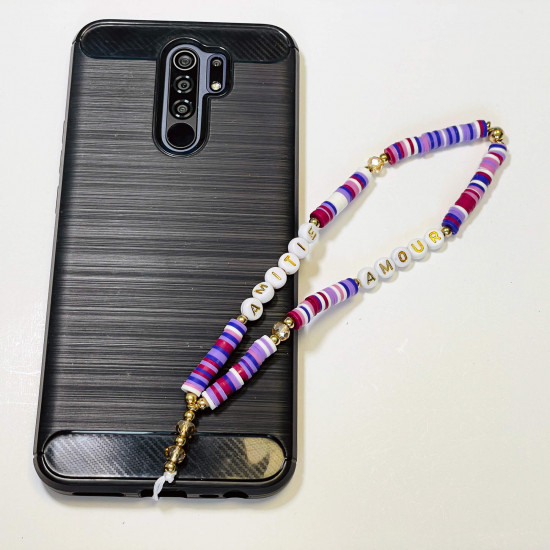 Grossista di accessori per smartphone, gioielli per cellulari viola "Amour Amitié
