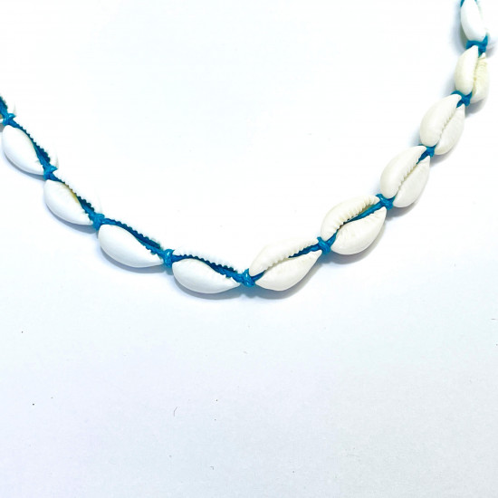 Grossiste bijoux fantaisies de qualité, bracelet coquillages ficelle bleue