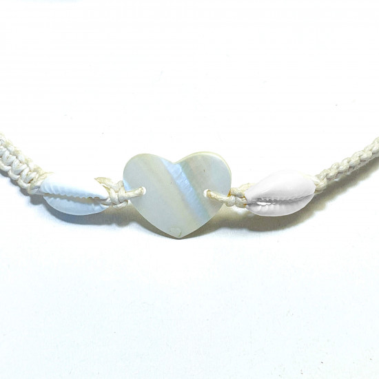 Grossiste bijoux fantaisies de qualité, bracelet coquillages cœur blanc