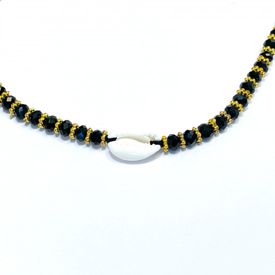 Grossiste bijoux fantaisies de qualité, bracelet coquillage strass noir