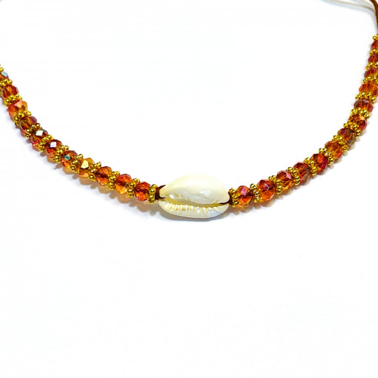 Grossiste bijoux fantaisies de qualité, bracelet coquillage strass orange