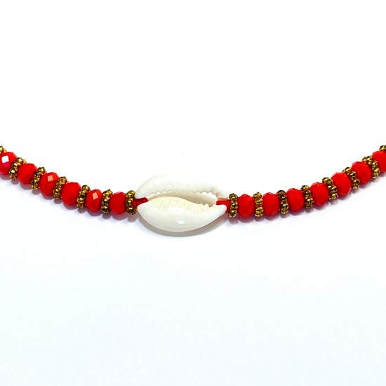 Grossiste bijoux fantaisies de qualité, bracelet coquillage strass rouge